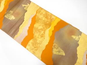 アンティーク　道長取りに草葉模様織り出し袋帯（着用可）